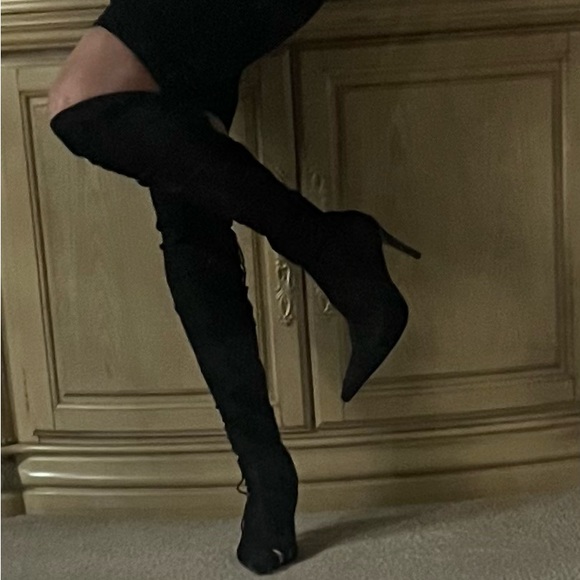 Black Spring/Summer Over The Knee Boots - Picture 3 of 14